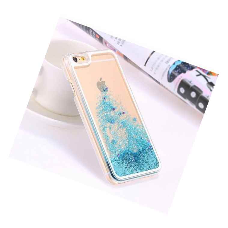 For Iphone 6 6S Plus Hard Case Cover Blue Flowing Liquid Glitter Sparkle Star