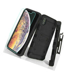 Iphone Xs Max 6 5 Black Heavy Duty Belt Clip Holster Case W Tempered Glass
