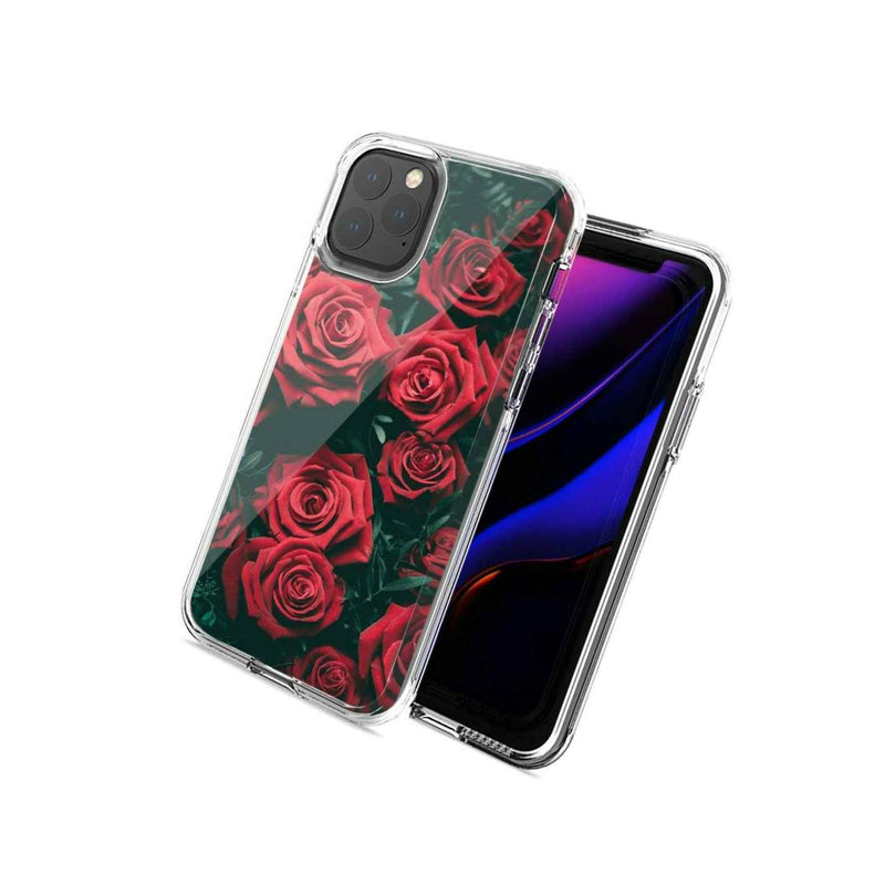 For Apple Iphone 12 Pro Max Red Roses Design Double Layer Phone Case