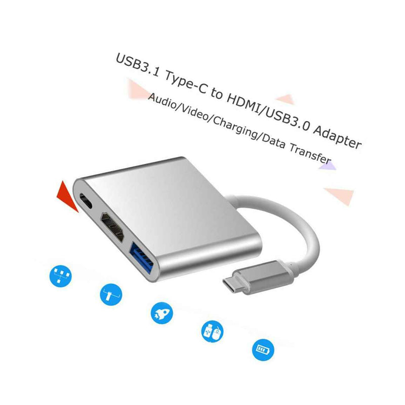 3 In 1 Type C To 4K Hd Hdmi Usb3 0 Hub Usb C Charging Adapter For Apple Macbook