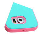 For Samsung Galaxy S6 Hard Soft Rubber Hybrid Armor Case Turquoise Blue Pink