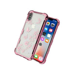 For Iphone X Xs 10S Hard Tpu Rubber Gummy Case Rose Gold Butterfly Flowers