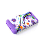 For Iphone 5C Hard Soft Rubber Hybrid Impact Skin Case Purple Flower Butterfly