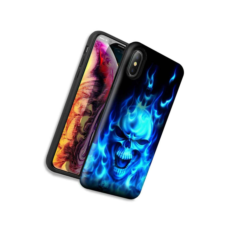 Flaming Skull Double Layer Hybrid Case Cover For Apple Iphone Xr