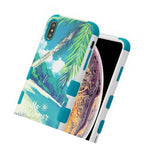 For Iphone Xs Max 6 5 Hard Soft Hybrid Armor Case Palm Tree Blue Beach Ocean