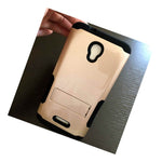 For Alcatel One Touch Fierce 4 Hybrid Armor Case Cover Gold Black Kickstand