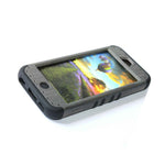 For Iphone 5C Hard Soft Rubber Hybrid Armor Skin Case Gray Wood Oak Tree Black