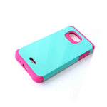 Kyocera Hydro Wave Air Hard Tpu Gummy Rubber Hybrid Case Turquoise Blue Pink