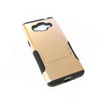 For Samsung Galaxy Grand Prime G530 Hard Soft Rubber Hybrid Armor Case Gold