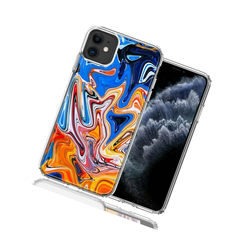For Apple Iphone 12 Mini Blue Orange Abstract Design Double Layer Phone Case