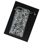 For Iphone Se 5S Tpu Rubber Gummy Case Cover Silver Sparkling Foil Flakes