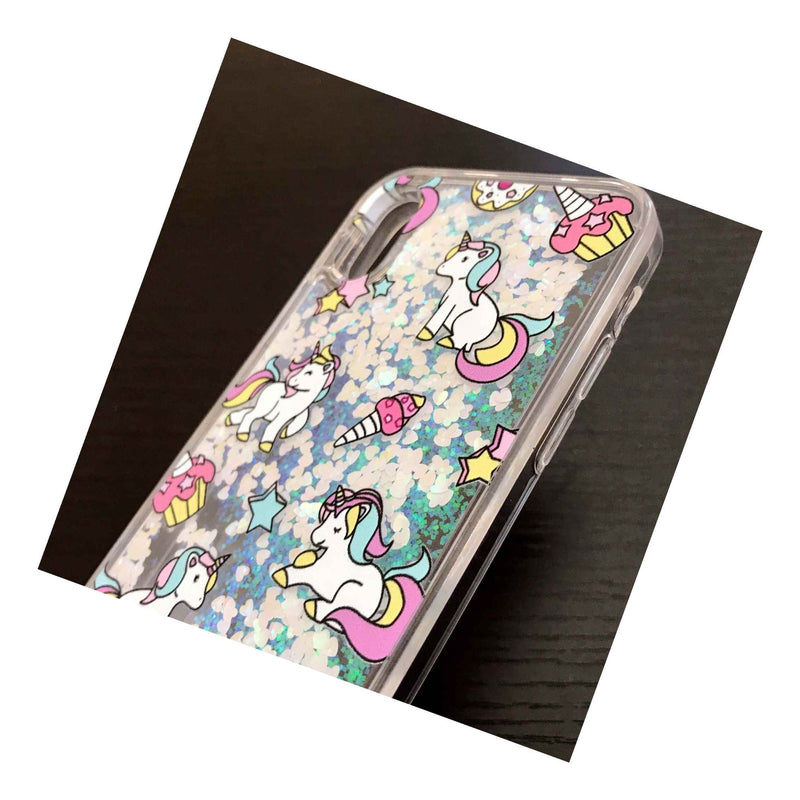 Iphone X Xs 10S Floating Waterfall Liquid Glitter Case Pink Heart Unicorn