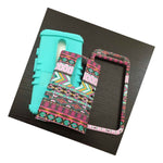 For Motorola Moto G 3Rd Gen Hard Soft Hybrid Case Pink Mint Blue Aztec Tribal