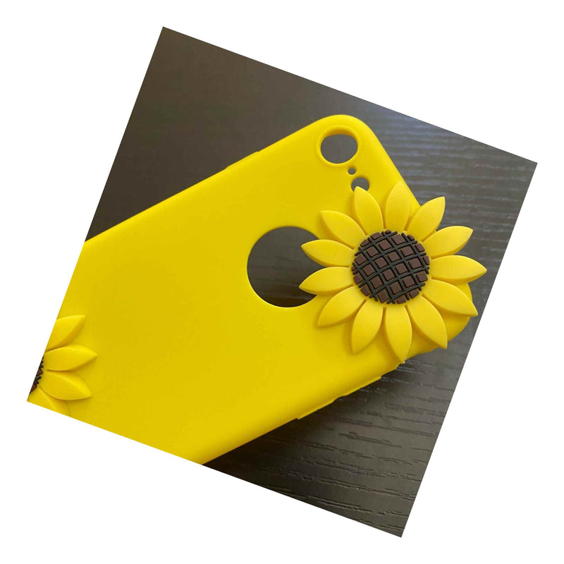 For Iphone 7 Iphone 8 Soft Silicone Rubber Case Cover 3D Yellow Sunflowers