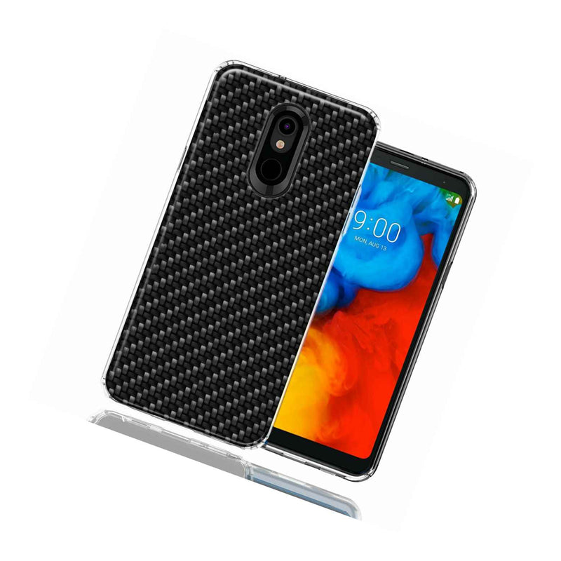 For Lg Stylo 4 Carbon Fiber Look Double Layer Phone Case Cover