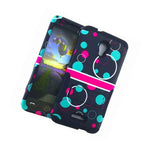 For Alcatel One Touch Fierce 4 Hybrid Kickstand Armor Case Pink Blue Bubbles