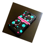 For Alcatel One Touch Fierce 4 Hybrid Kickstand Armor Case Pink Blue Bubbles