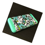 For Iphone 5C Hard Soft Rubber Hybrid Armor Skin Case Mint Green Blue Flowers