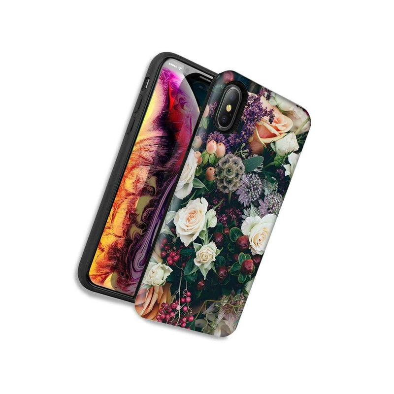 Assorted Flowers Double Layer Hybrid Case Cover For Apple Iphone Xs Max
