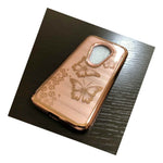 For Motorola Moto G7 Play Hard Tpu Rubber Gummy Case Cover Rose Gold Butterfly