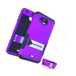 Kyocera Hydro Wave Air Hard Soft Rubber Hybrid Skin Case Purple Kickstand