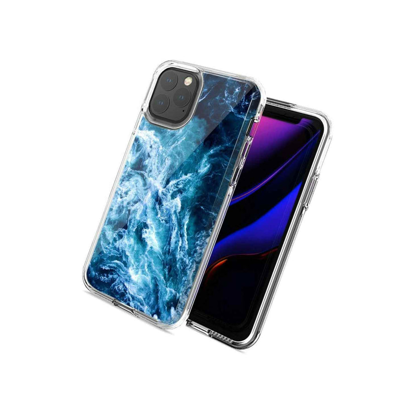 For Apple Iphone 12 Pro 12 Blue Ocean Waves Design Double Layer Phone Case