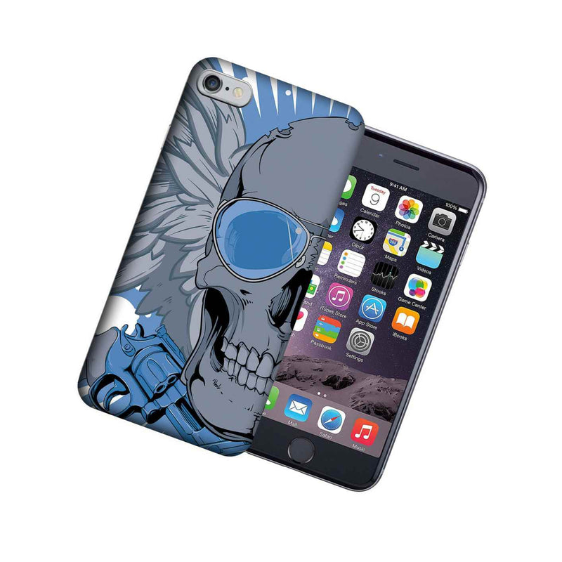 Mundaze Apple Iphone 6 Plus Design Case Blue Skull Wing Cover