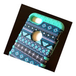 For Iphone 7 8 Hybrid Rugged High Impact Armor Case Cover Blue Aztec Tribal