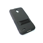 Onetouch Conquest 7046T Hard Soft Rubber Hybrid Armor Skin Case Black Kickstand