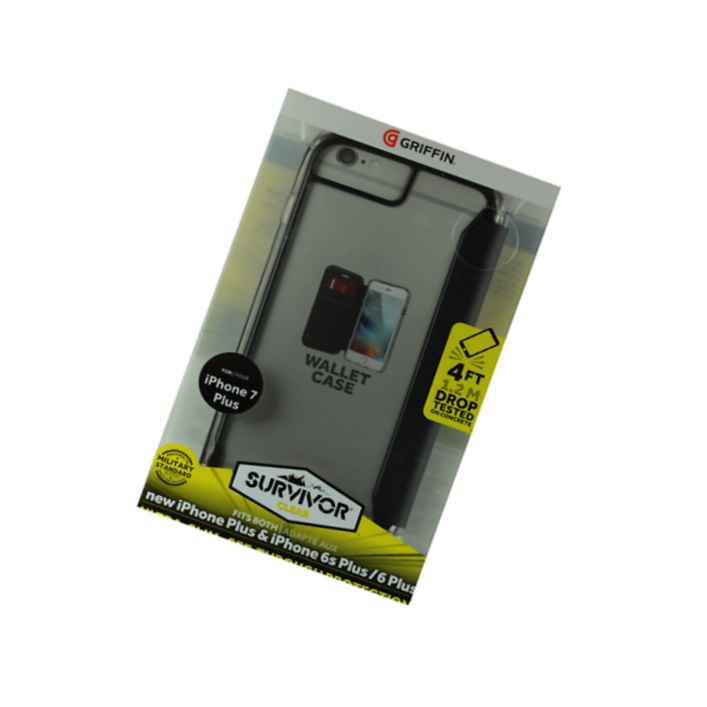 New Griffin Survivor Clear Wallet Flip Case Iphone 8 7 6S 6 Plus Clear Black