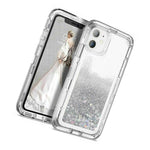 Iphone 12 12 Pro 6 1 Hybrid Heavy Duty Waterfall Liquid Silver Glitter Case