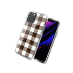 For Apple Iphone 12 Mini Brown Plaid Design Double Layer Phone Case Cover
