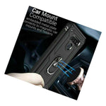 For Lg Stylo 6 Hard Hybrid Magnetic Ring Kickstand Armor Black Skin Case Cover