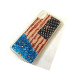 For Iphone Xr 6 1 Floating Waterfall Glitter Blue Liquid Usa Flag Rubber Case