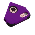 For Iphone 7 8 Hard Soft Rubber Hybrid Armor Impact Case Cover Purple Black