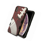For Iphone Xs Max 6 5 Hybrid Hard Soft Armor Case Cover Brown Football