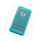 For Iphone 6 6S Plus Hybrid Impact Armor Case Cover Blue Clear Glitter
