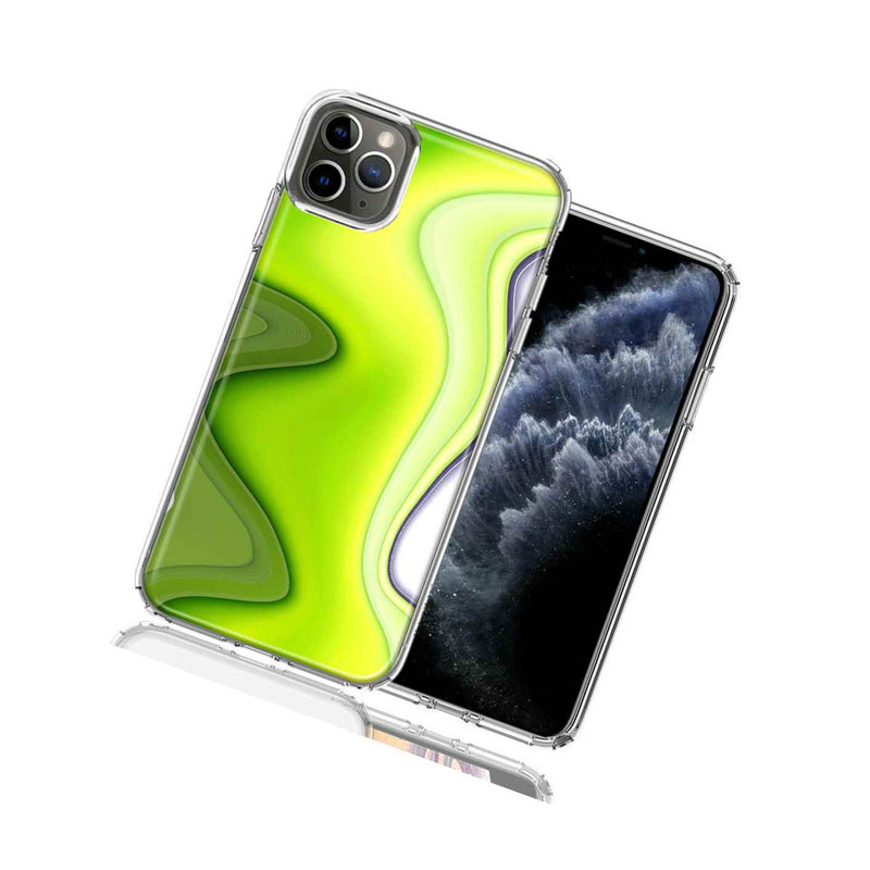 For Apple Iphone 12 Pro 12 Green White Abstract Design Hybrid Phone Case