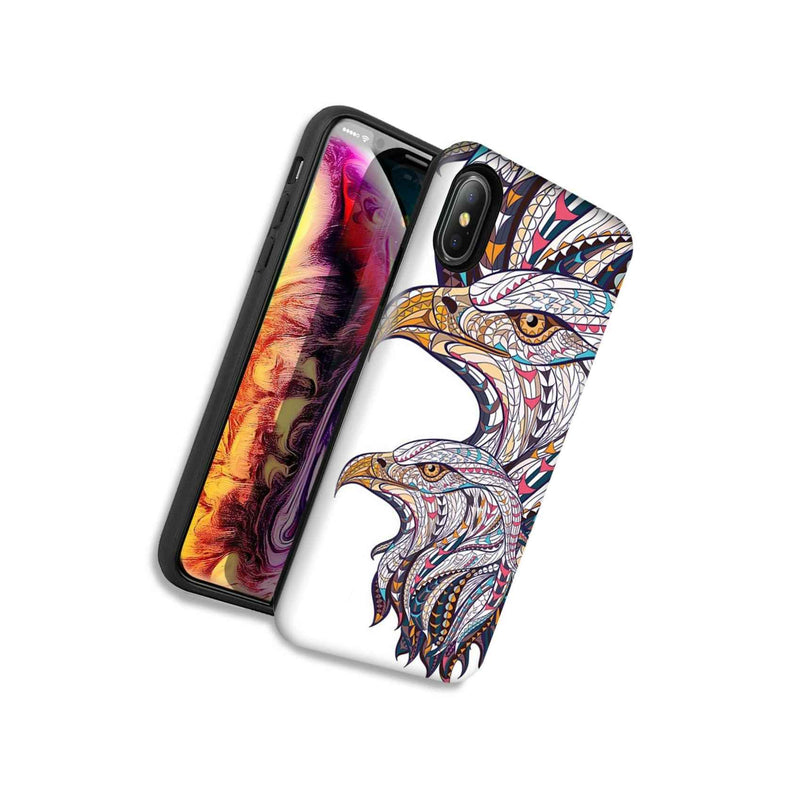 Mosaic Bald Eagles Double Layer Hybrid Case Cover For Apple Iphone Xs X
