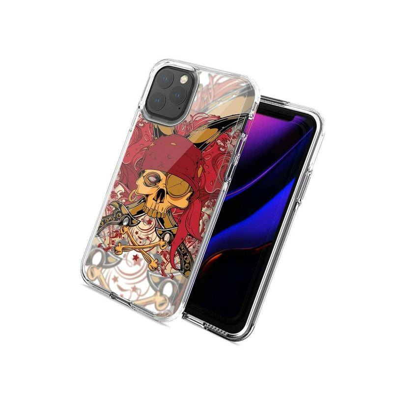 For Apple Iphone 12 Mini Red Pirate Skull Design Double Layer Phone Case Cover