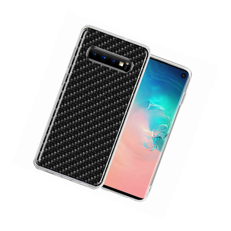 For Samsung Galaxy 10 Carbon Fiber Look Double Layer Phone Case Cover