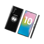 For Samsung Galaxy Note 10 Hard Rubber Black Clear Kickstand Magnetic Ring
