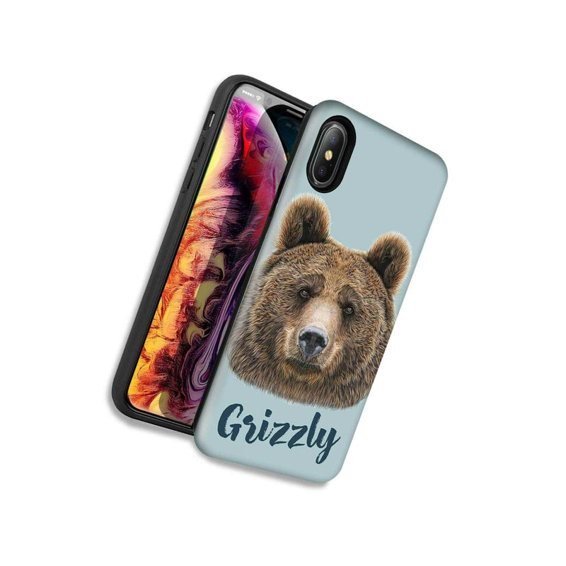 Grizzly Bear Double Layer Hybrid Case Cover For Apple Iphone Xs X