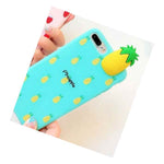 For Iphone 7 Plus 8 Plus Tpu Rubber Silicone Case Teal Yellow 3D Pineapple