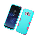 For Samsung Galaxy S8 Plus Hard Soft Hybrid Armor Impact Phone Case Teal Pink