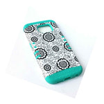 For Samsung Galaxy S6 Hard Soft Rubber Hybrid Skin Case Turquoise Green Flower