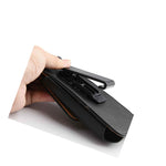 For Zte Axon 10 Pro Black Leather Vertical Holster Pouch Swivel Belt Clip Case