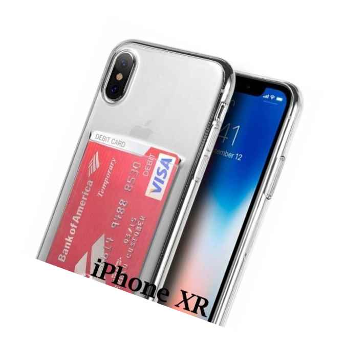 For Iphone Xr 6 1 Hard Tpu Rubber Case Clear Credit Card Slot Holder Cover