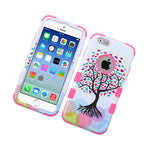 For Iphone 6 6S Hard Soft Rubber Hybrid Armor Skin Case Cover Pink Love Tree