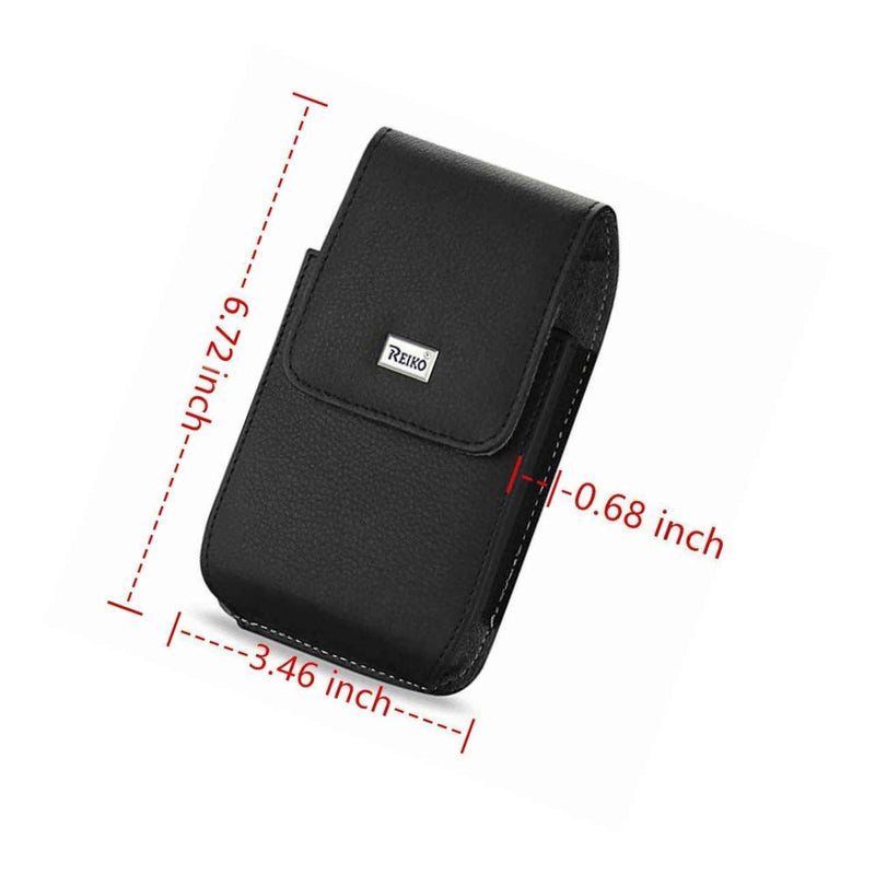 For Alcatel 3V 2019 Black Leather Vertical Holster Pouch Belt Clip Case Cover